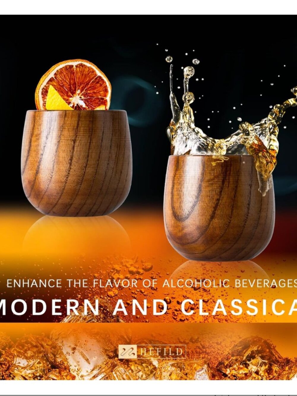 2 PCS Wooden Whiskey Glasses - Picture 2 of 4